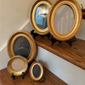 Set of Gold Oval Picture Frames